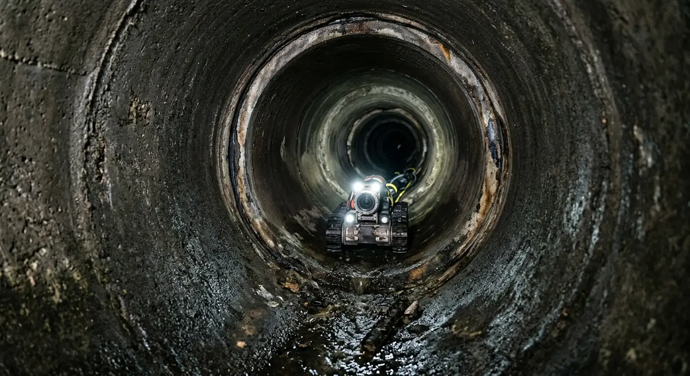 Robotic sewer camera inspecting pipe interior for Sewer Line Repair in Montgomery